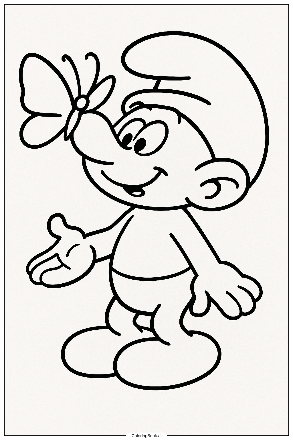  A Smurf With A Butterfly On His Nose Coloring Page 