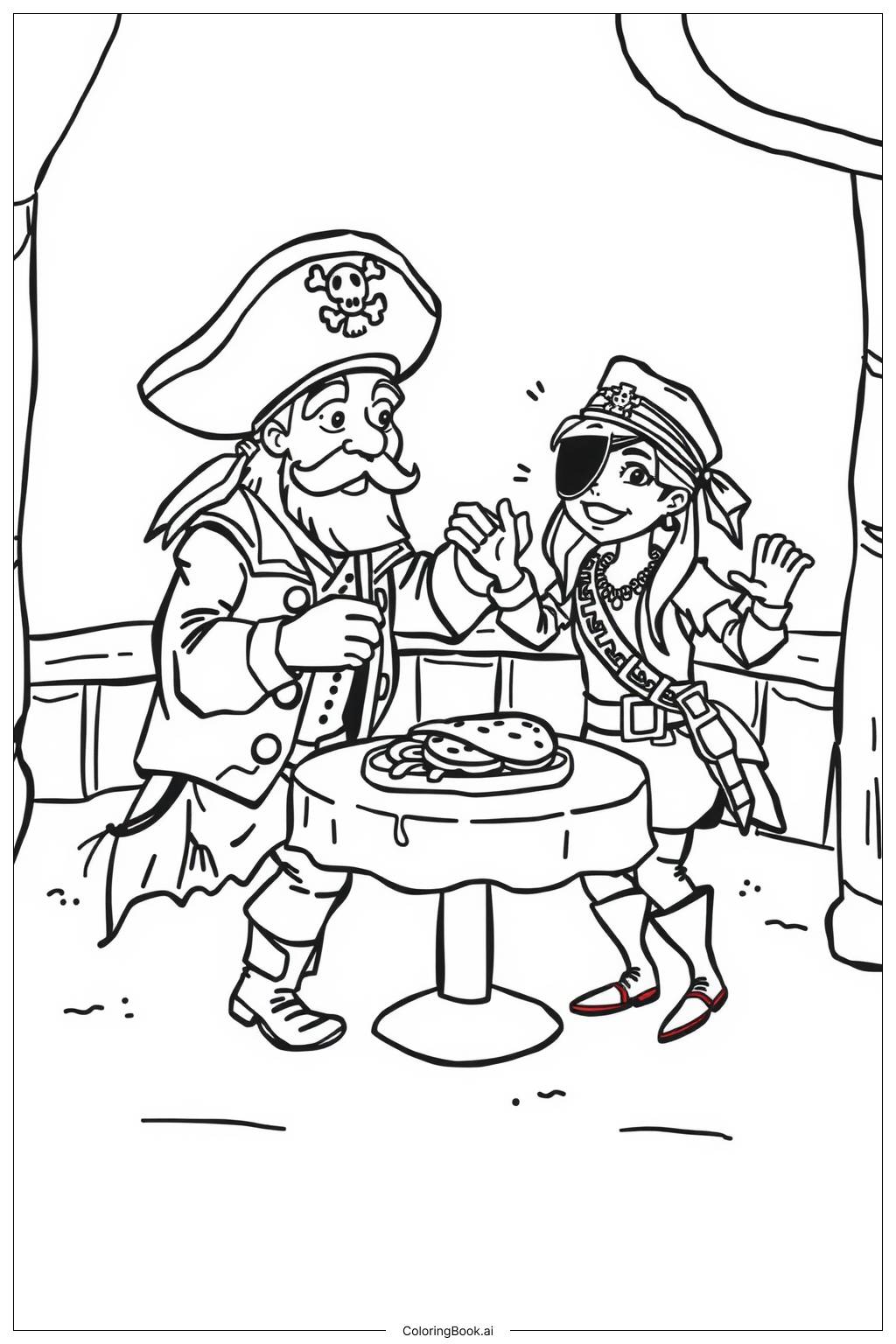  Pirate Party with Dancing and Music Coloring Page 