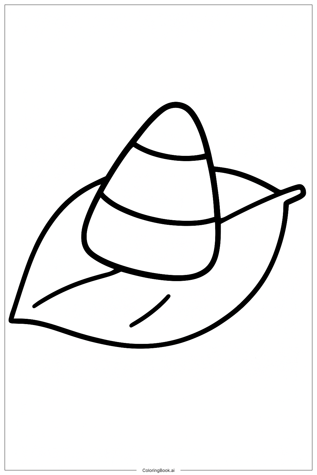  A Single Candy Corn On A Leafの塗り絵ページ 