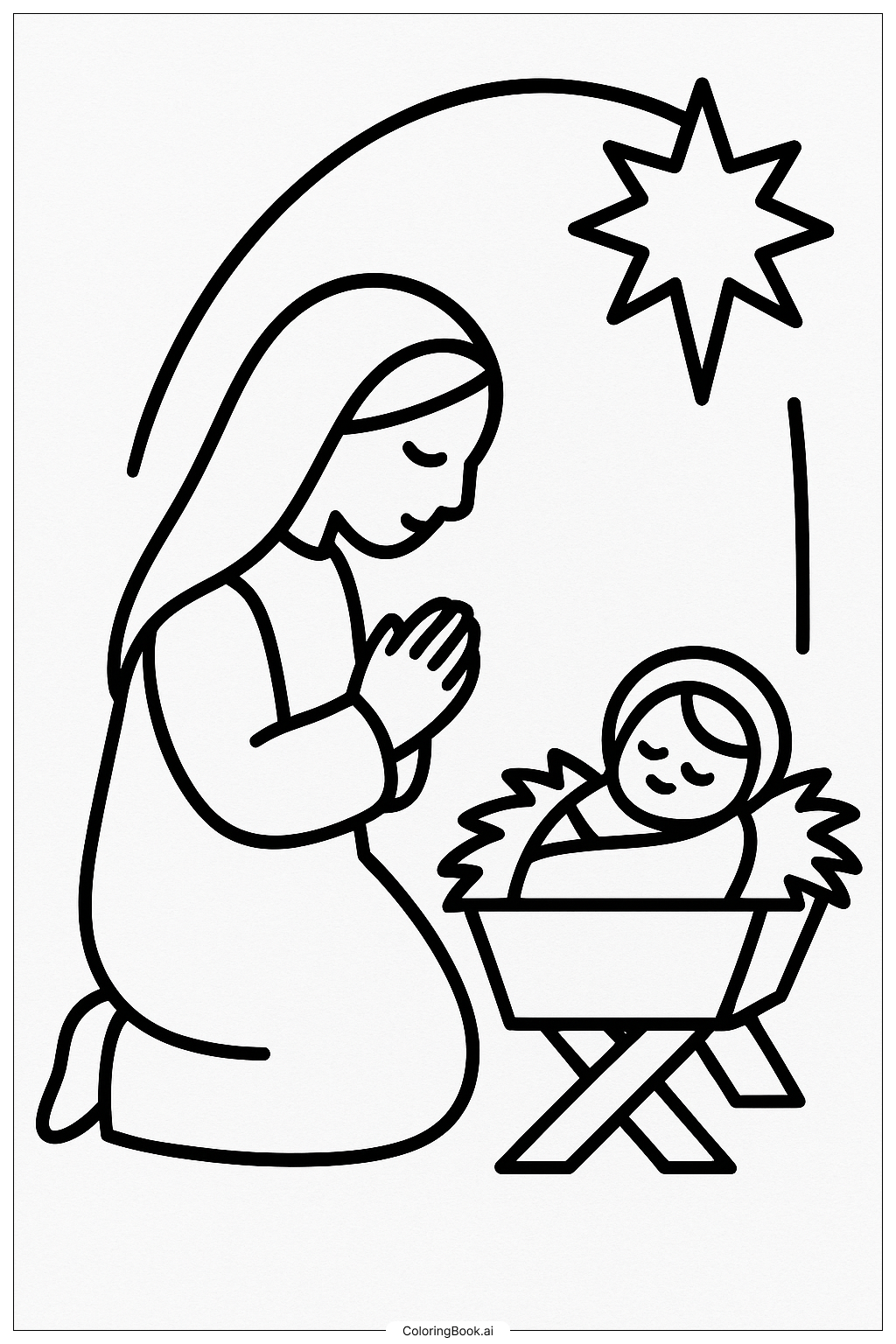  Maria kniet in der Krippe Ausmalseite 