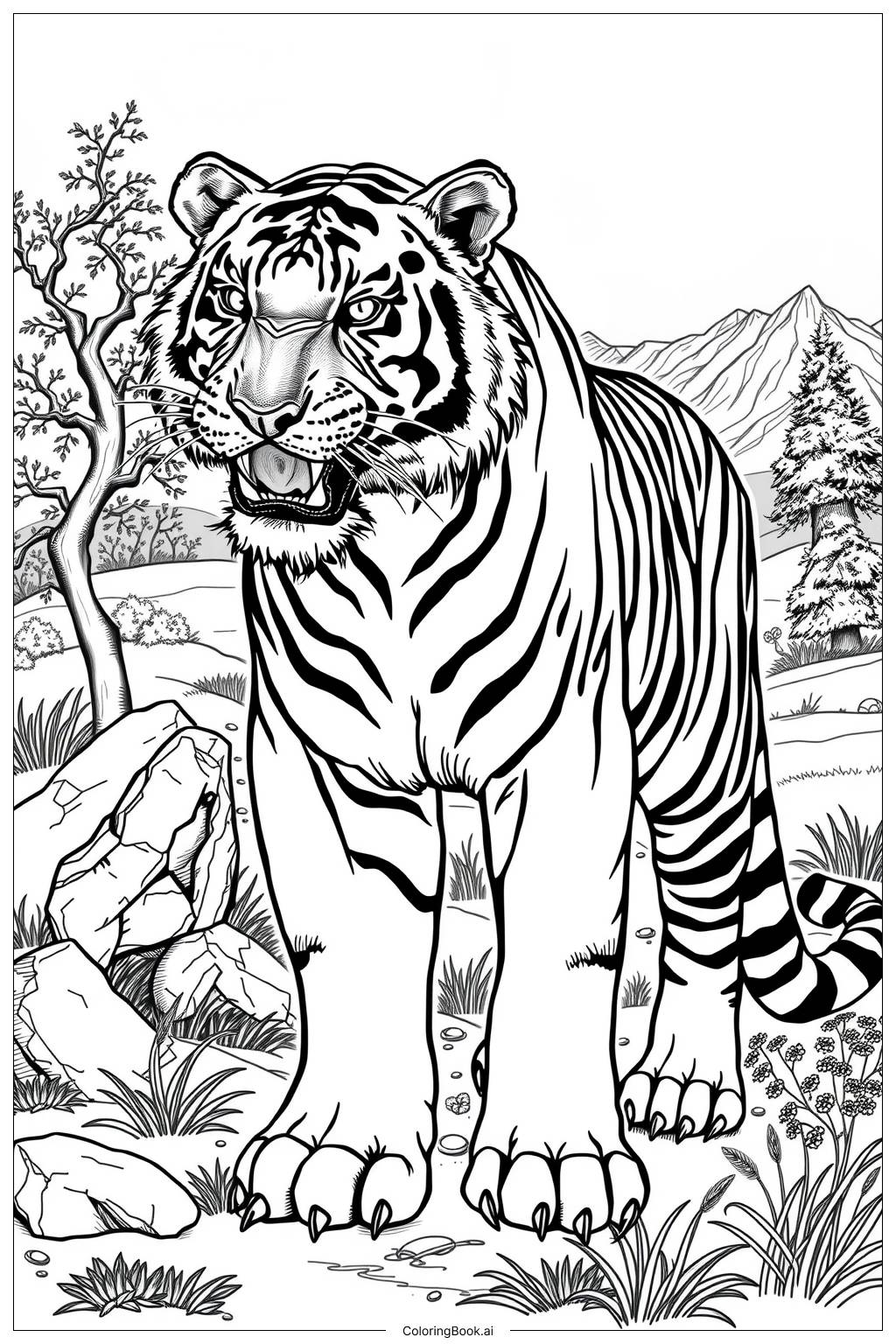  Page de coloriage Tigre à dents de sabre 