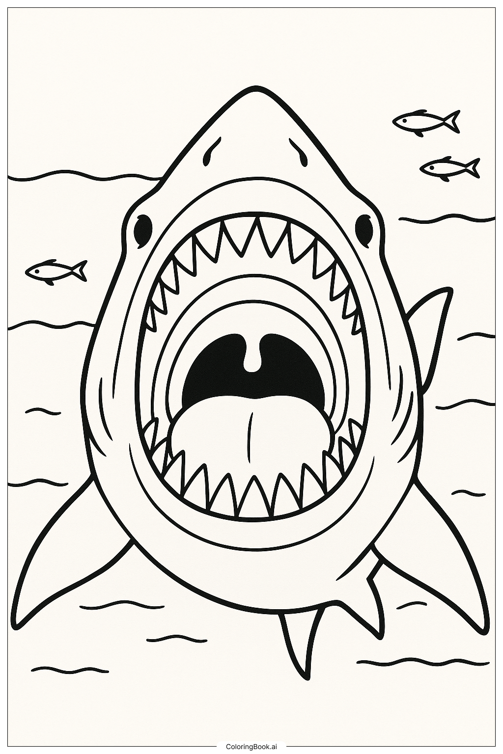  Megalodon öffnet seinen Kiefer Ausmalseite 