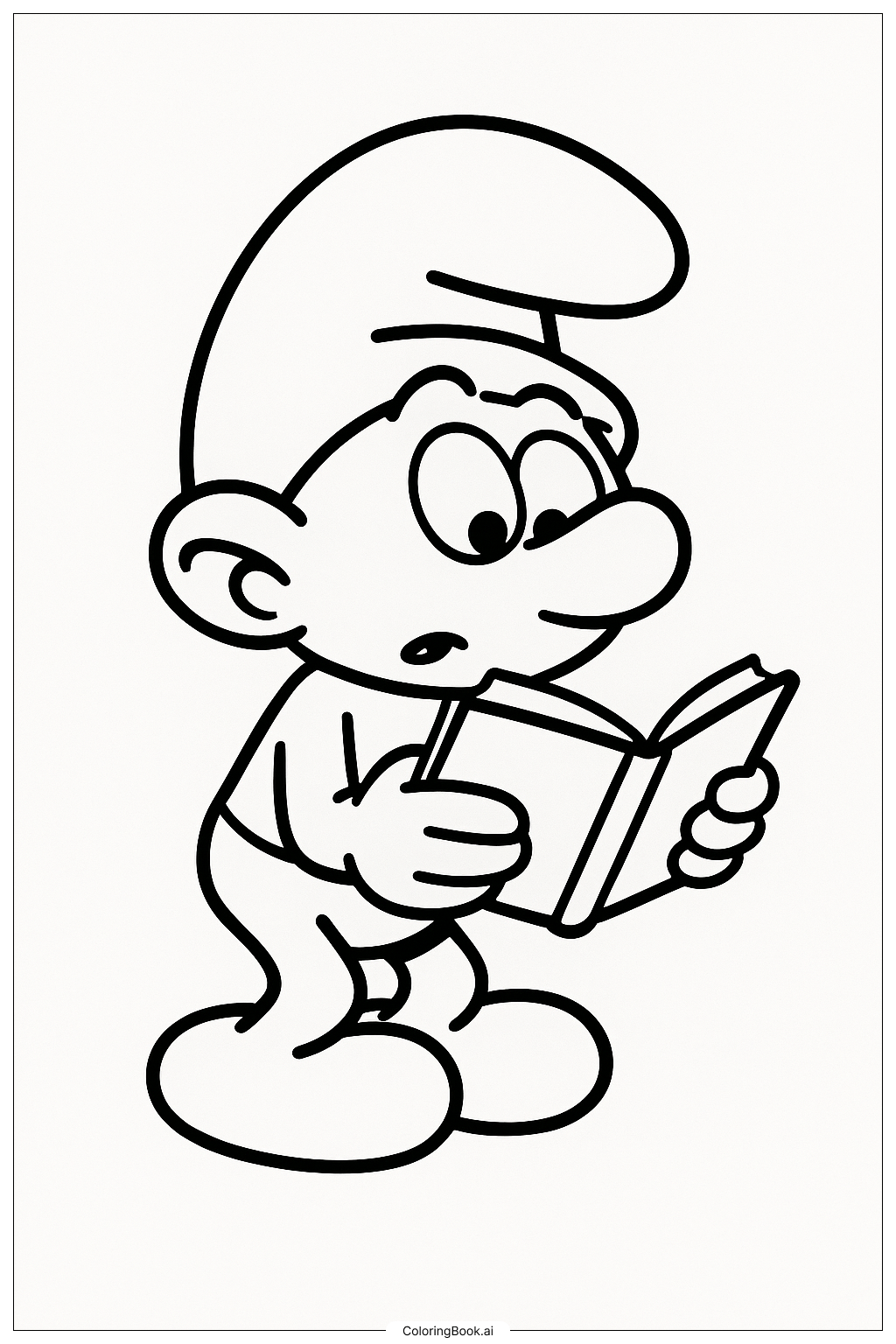  A Smurf Reading A Small Book Coloring Page 