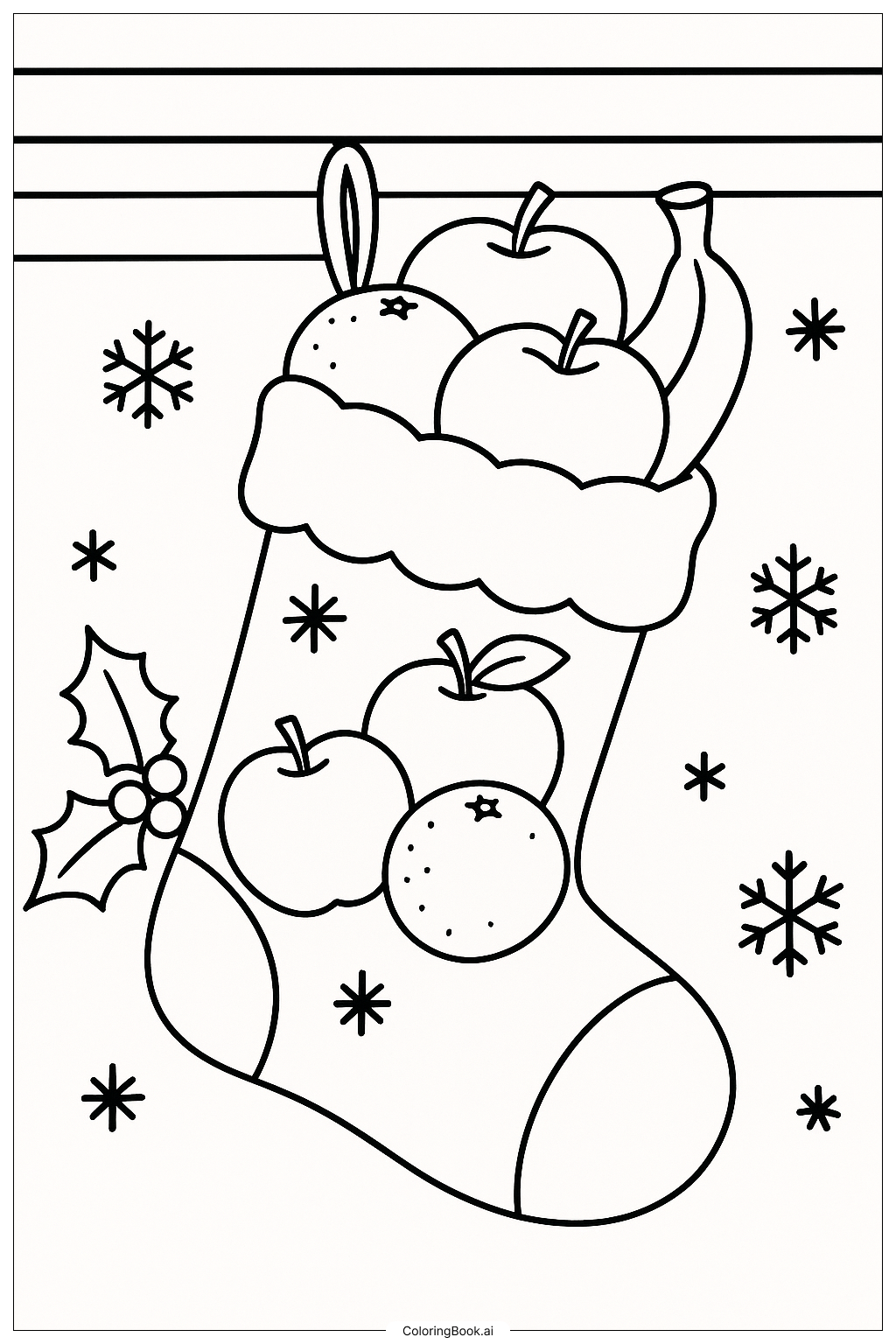  Stocking Filled With Fruit填色页 