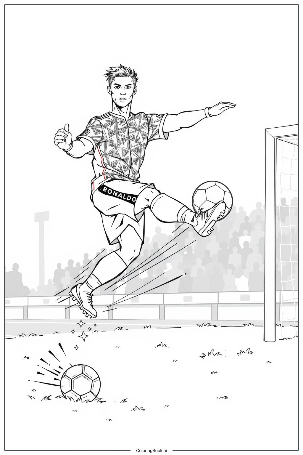  Ronaldo Performing a Bicycle Kick in a Match-2 Coloring Page 