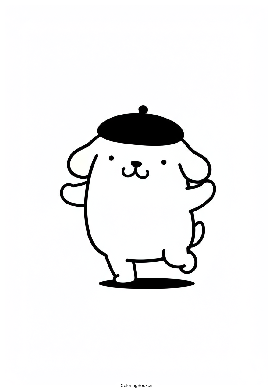 Pompompurin 快樂地跳舞著色頁