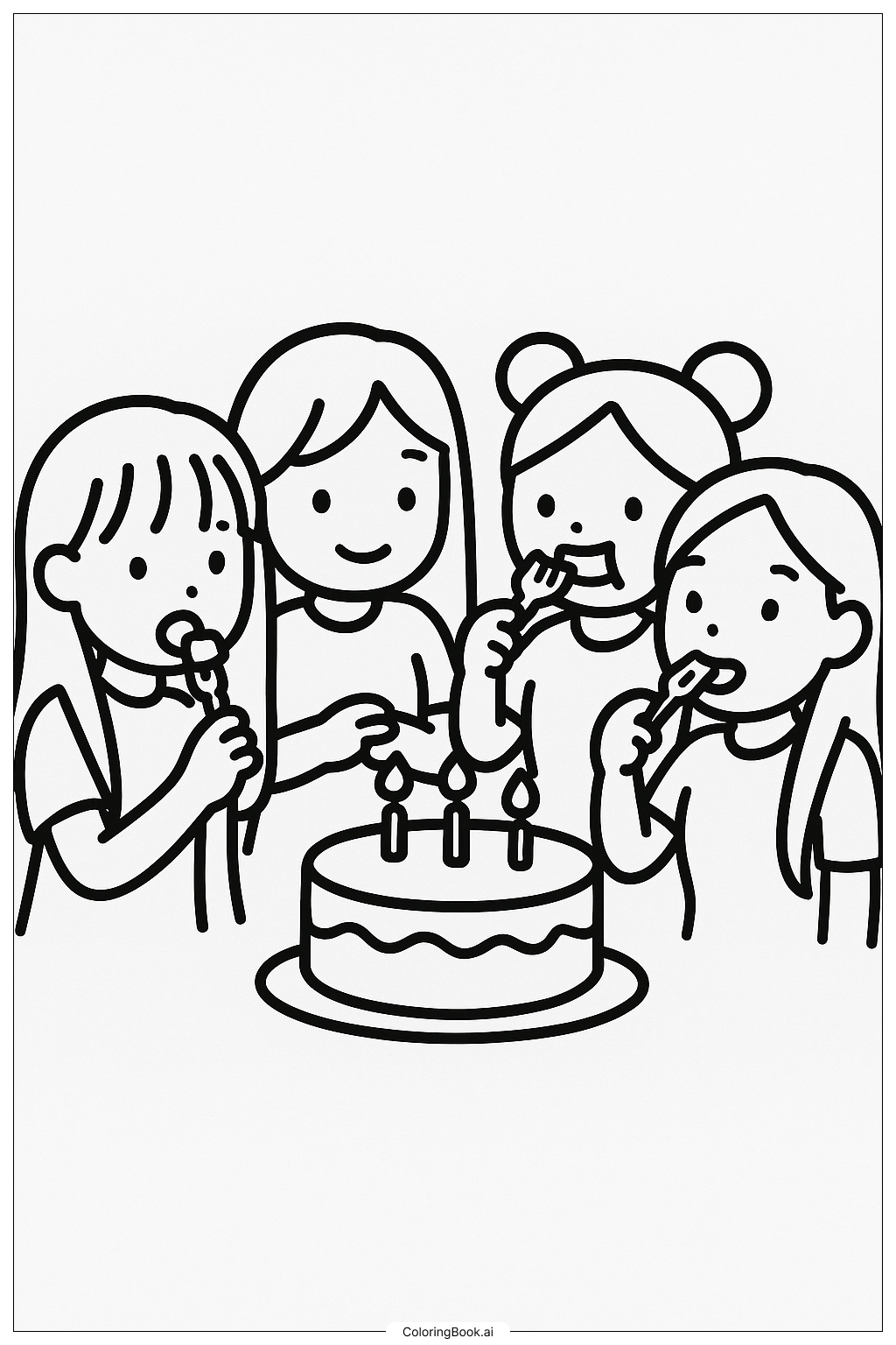  Blackpink Members Eating Cake Coloring Page 