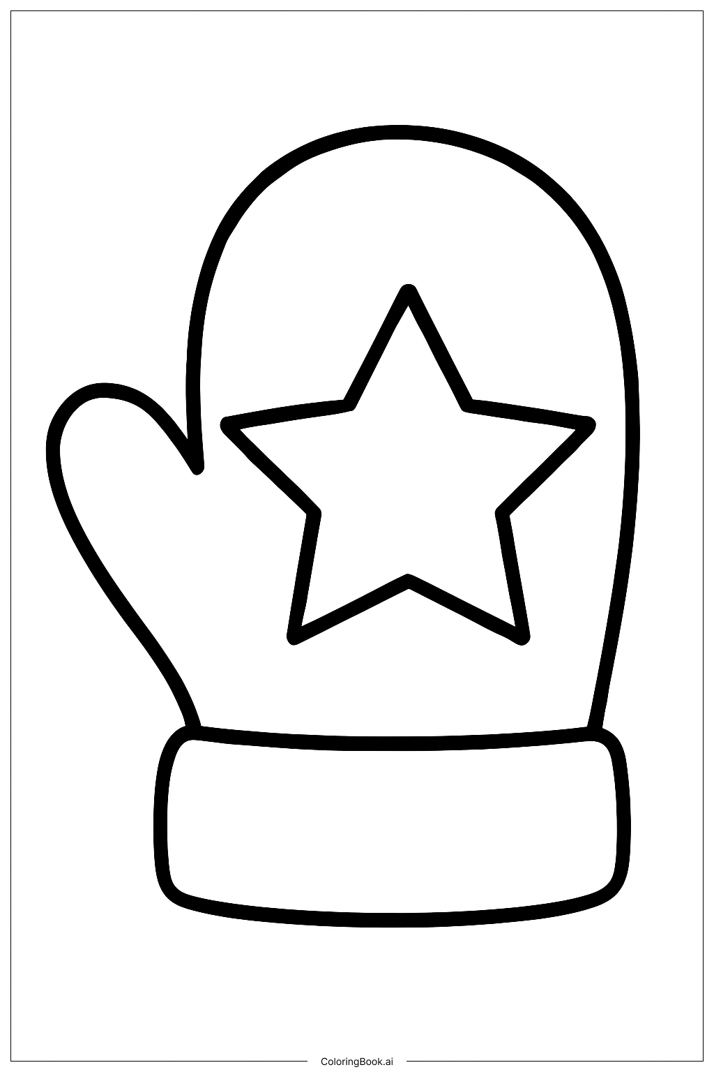 Star Design Mitten Coloring Page