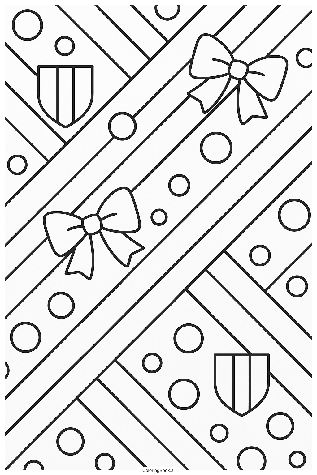 Preppy Patterns of Stripes and Polka Dots Coloring Page