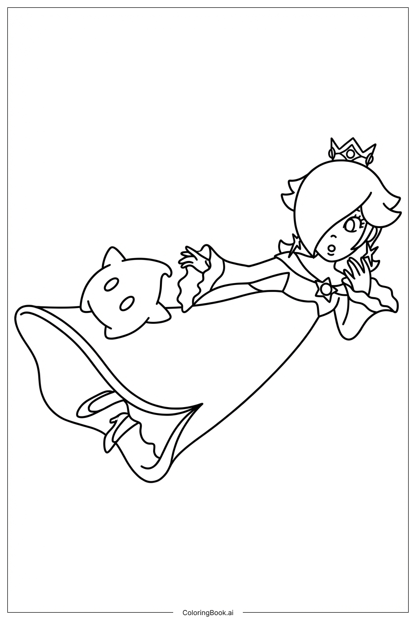  蘿莎琳娜與露瑪在太空漂浮著色頁 