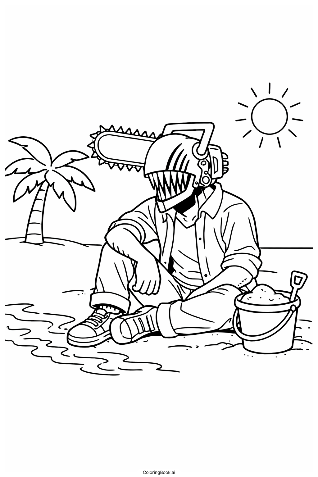  电锯人海滩篇填色页 