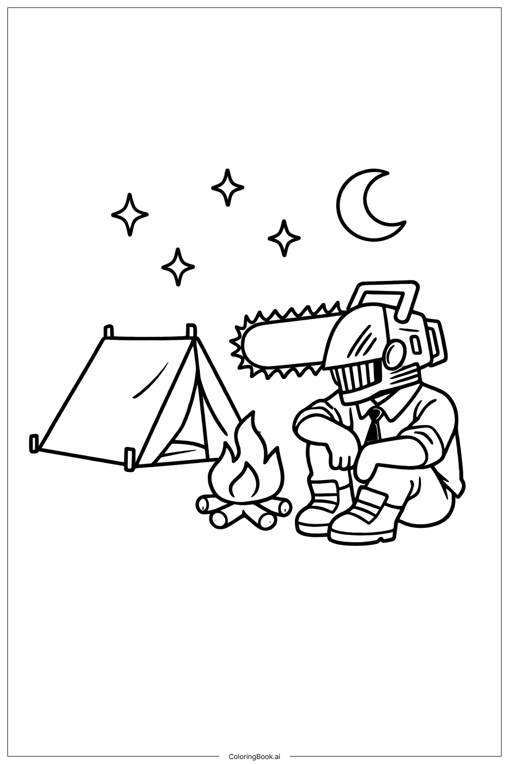  电锯人露营填色页 