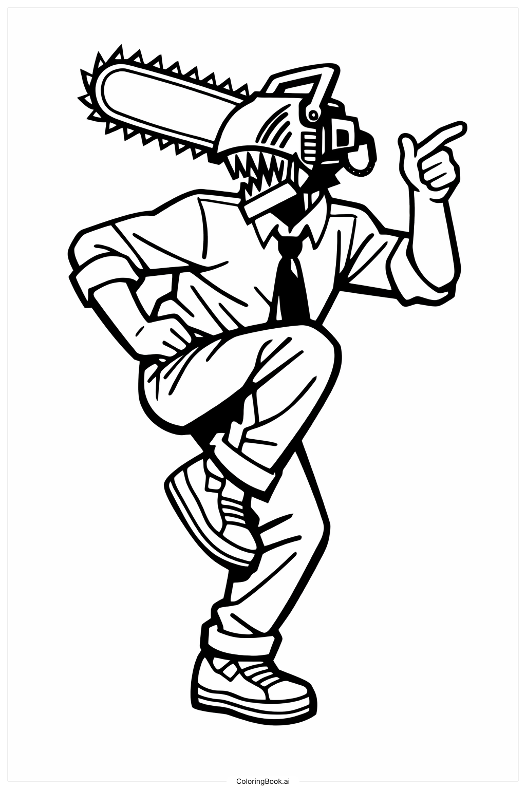 Chainsaw Man Dancing Coloring Page 