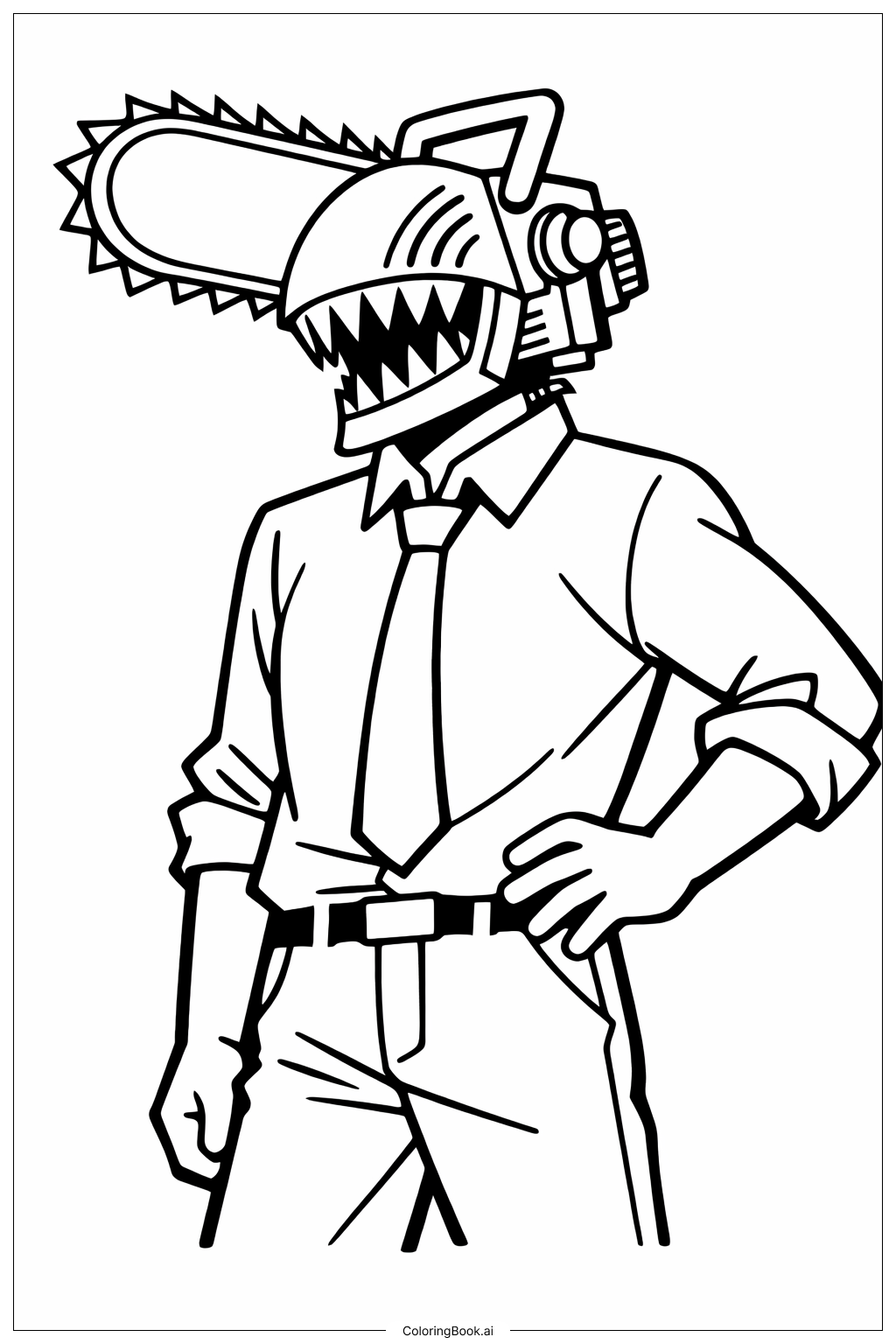  電鋸人親切姿勢著色頁 