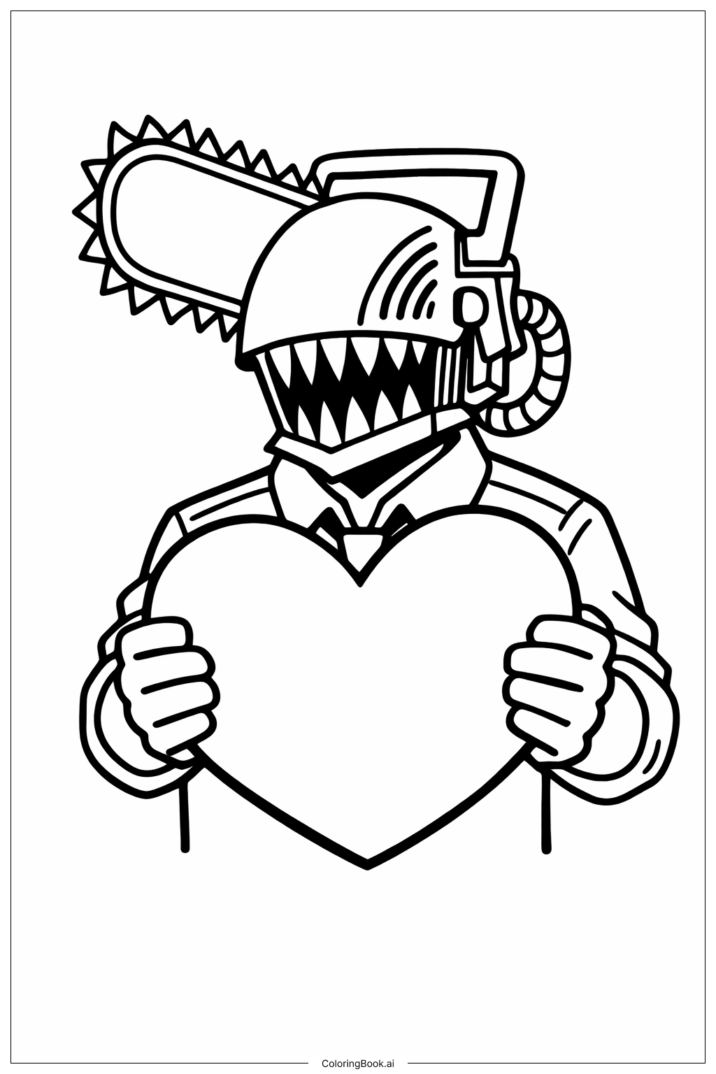  電鋸人抱著心臟著色頁 