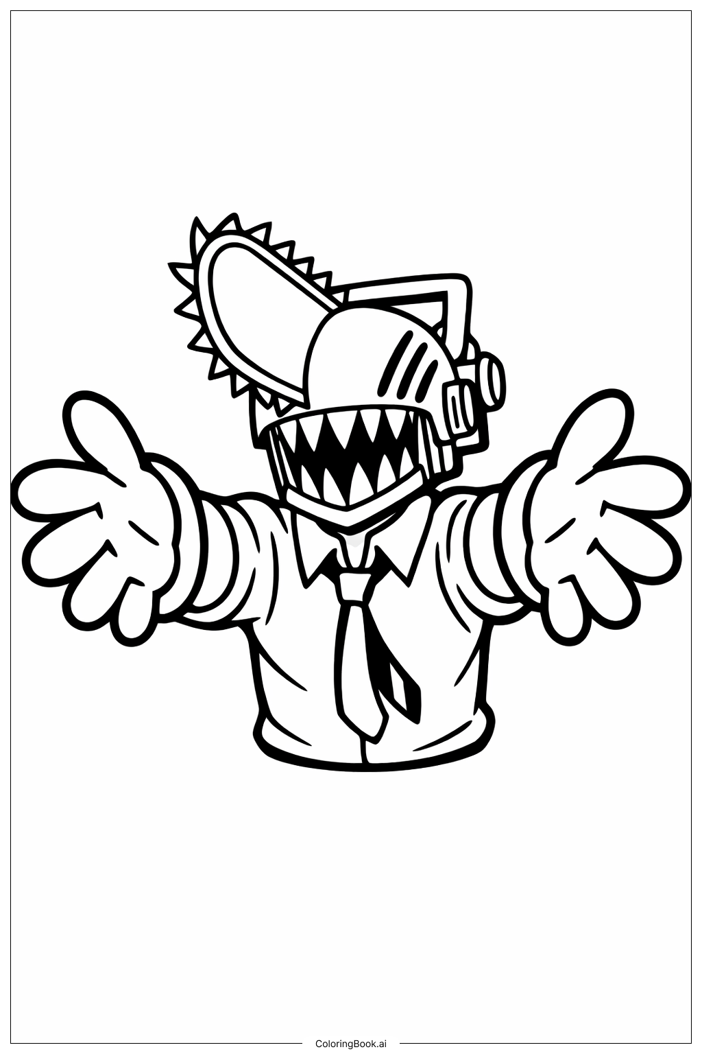  Chainsaw Man Hugging Coloring Page 