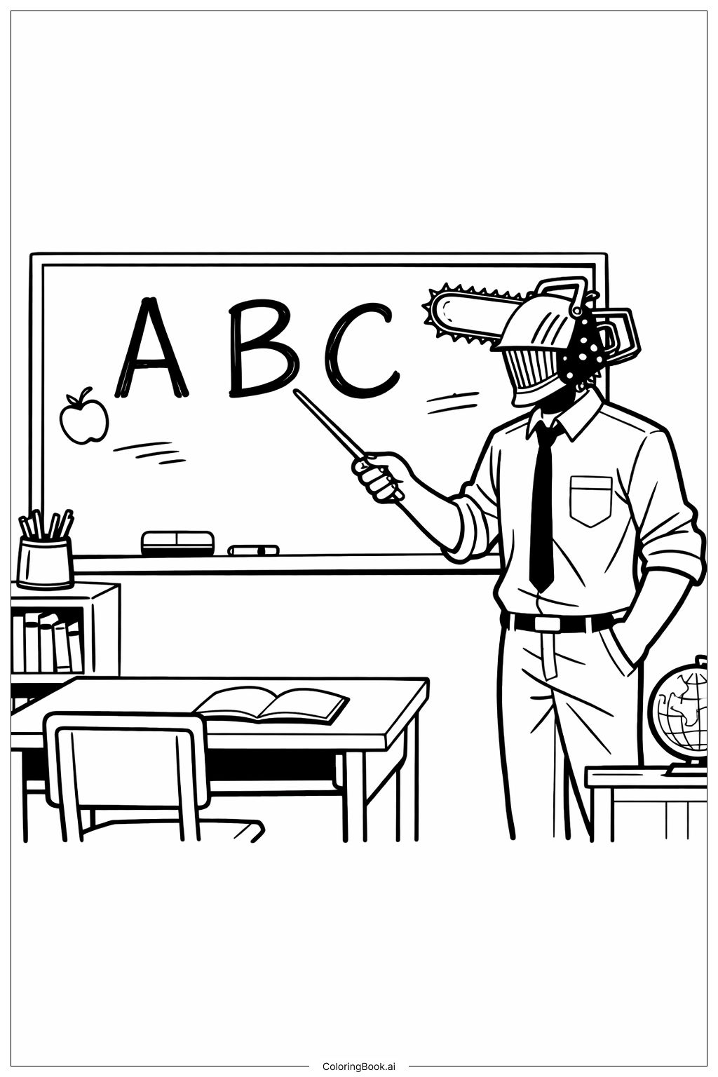  Chainsaw Man In Classroom Coloring Page 