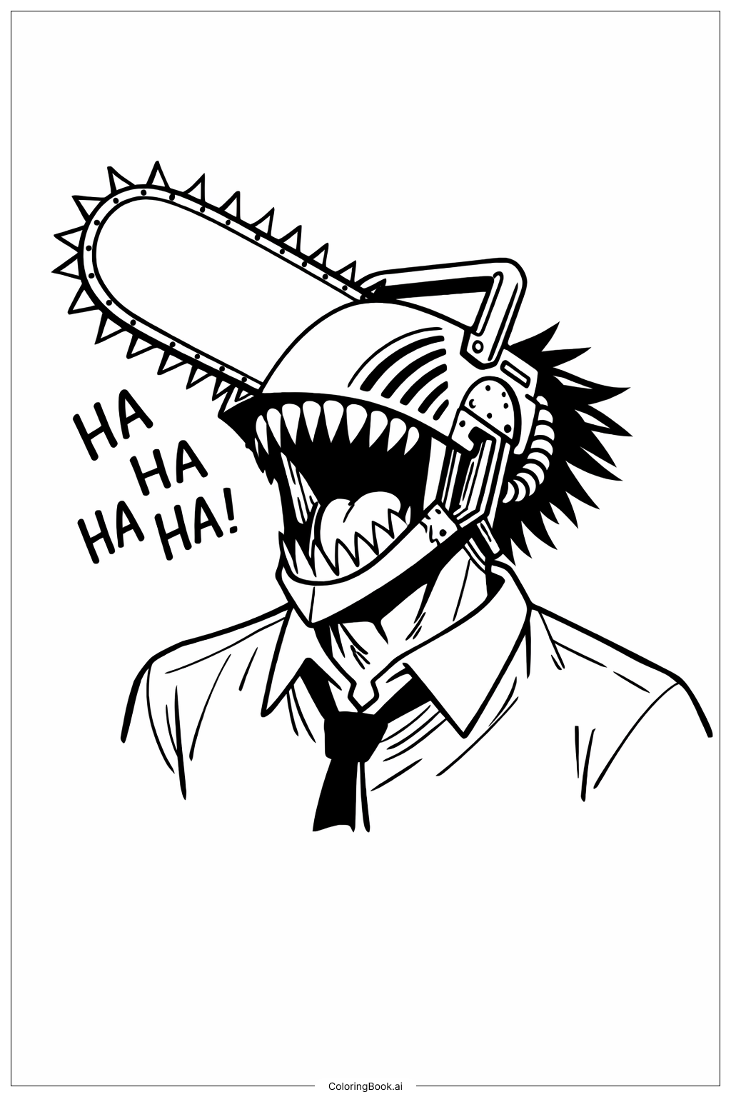  電鋸人 大笑著色頁 