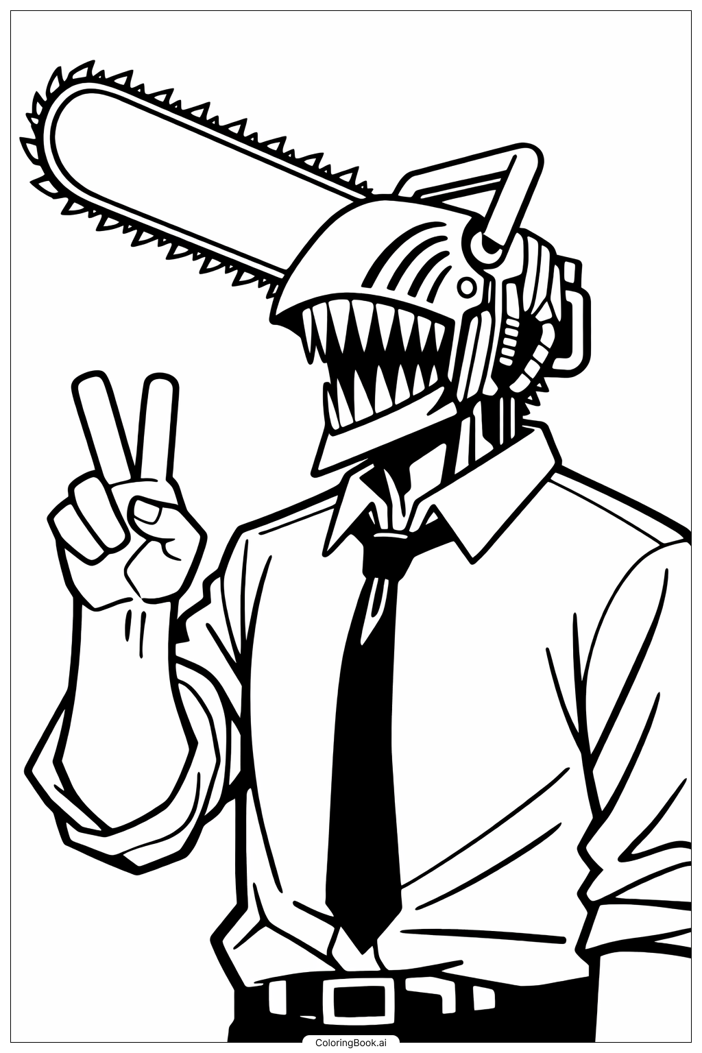  Chainsaw Man Peace Sign Coloring Page 