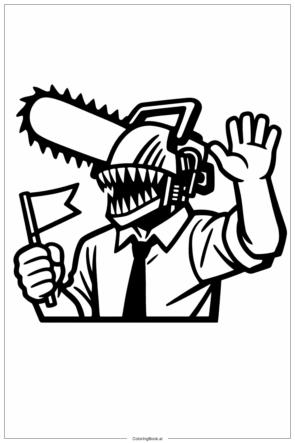  電鋸人揮旗著色頁 