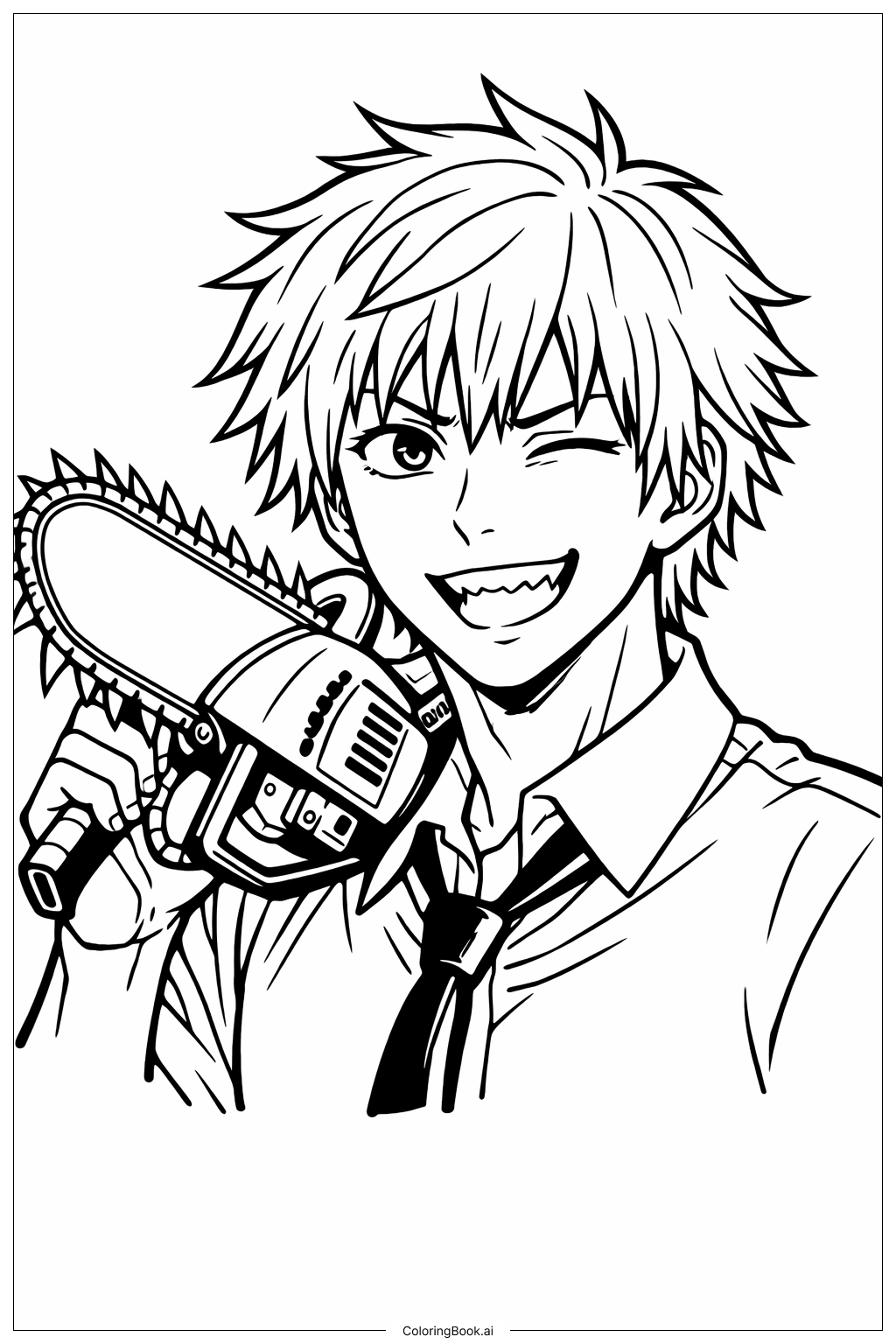  チェンソーマン ウィンクの塗り絵ページ 