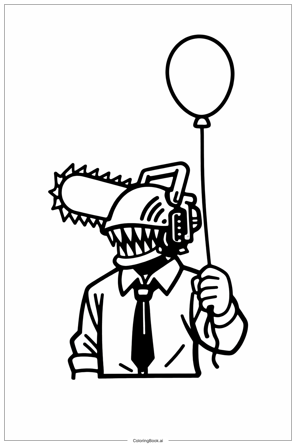  Chainsaw Man With Balloon Coloring Page 