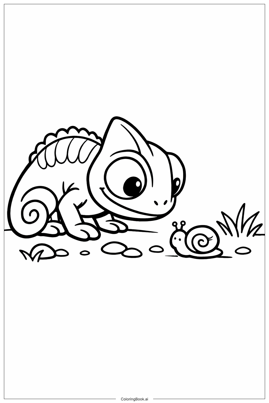 Página para colorear de Camaleón y un Caracol