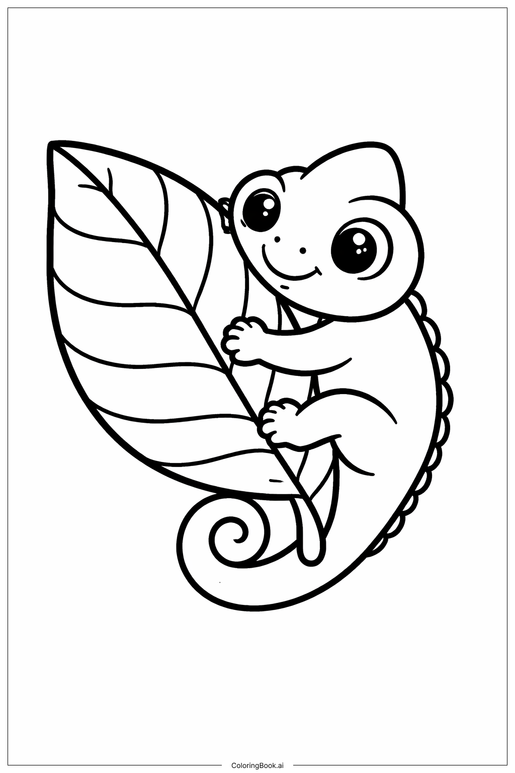 變色龍抱著葉子