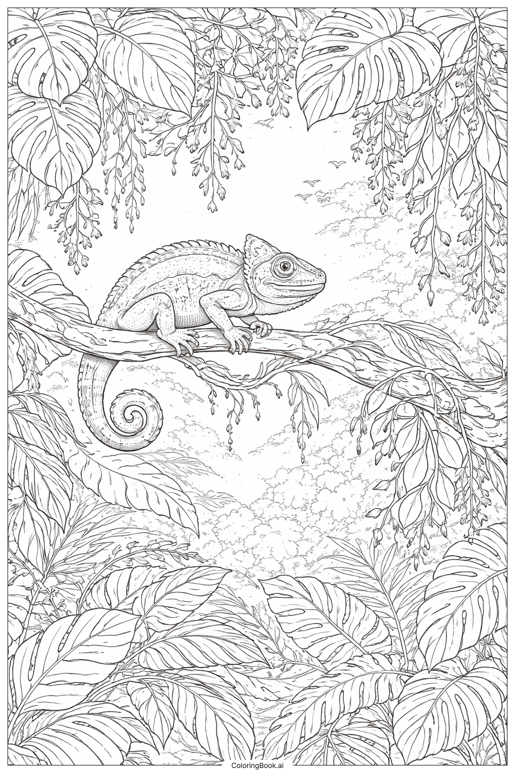  Trang tô màu Tắc Kè Trong Tán Rừng Nhiệt Đới 
