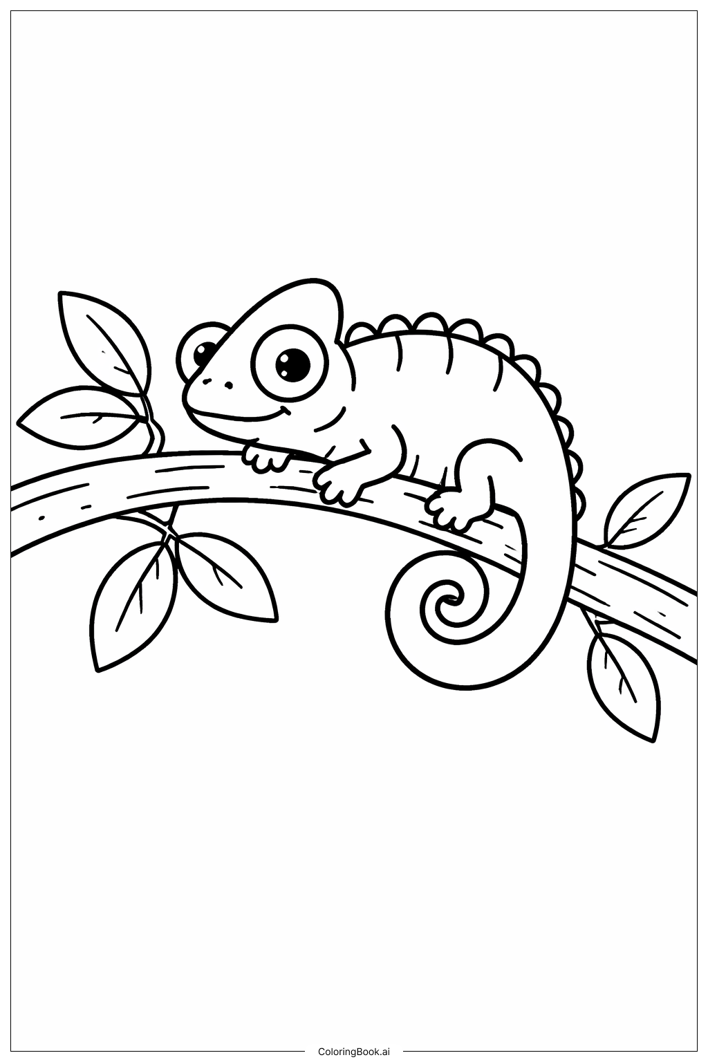 樹枝上的變色龍著色頁