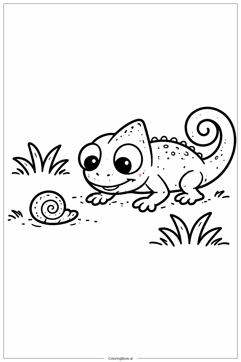 Page de coloriage Caméléon avec une coquille