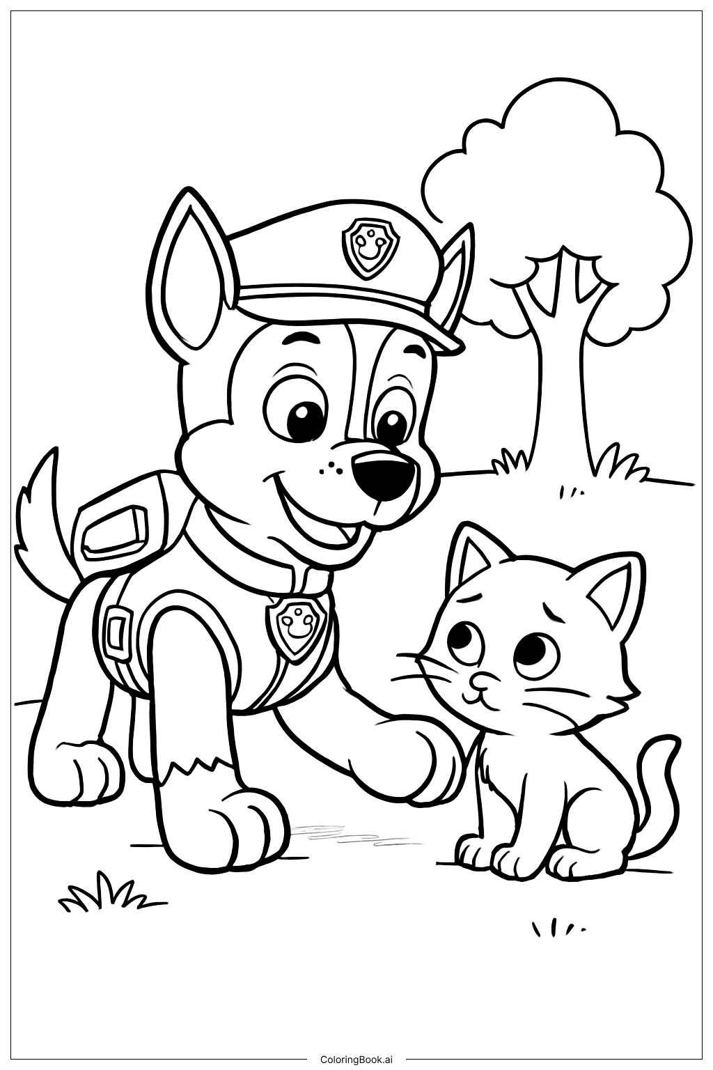 チェイス パウパトロール 助ける子ネコの塗り絵ページ