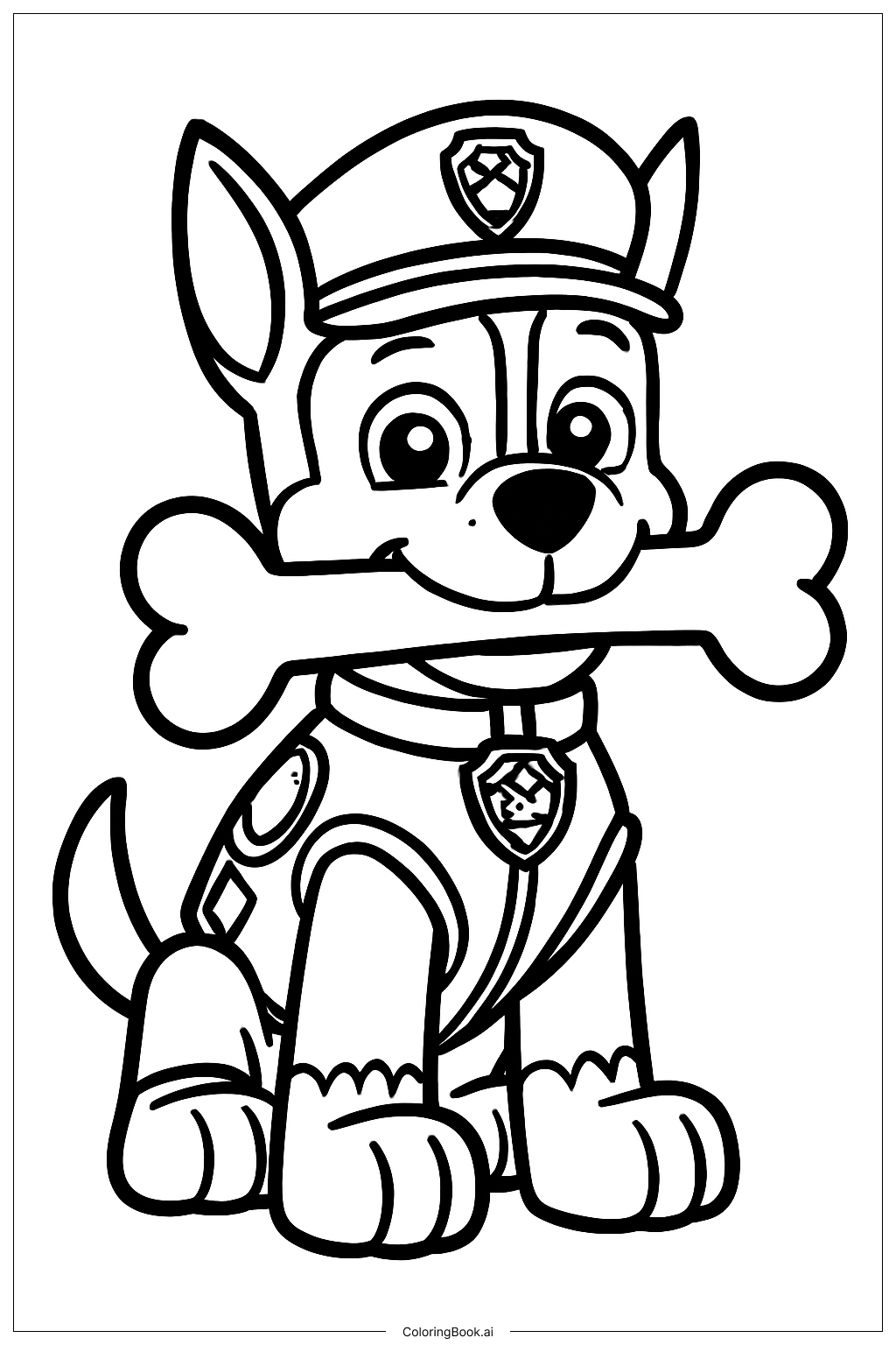  Trang tô màu Chase Paw Patrol Cầm Xương 