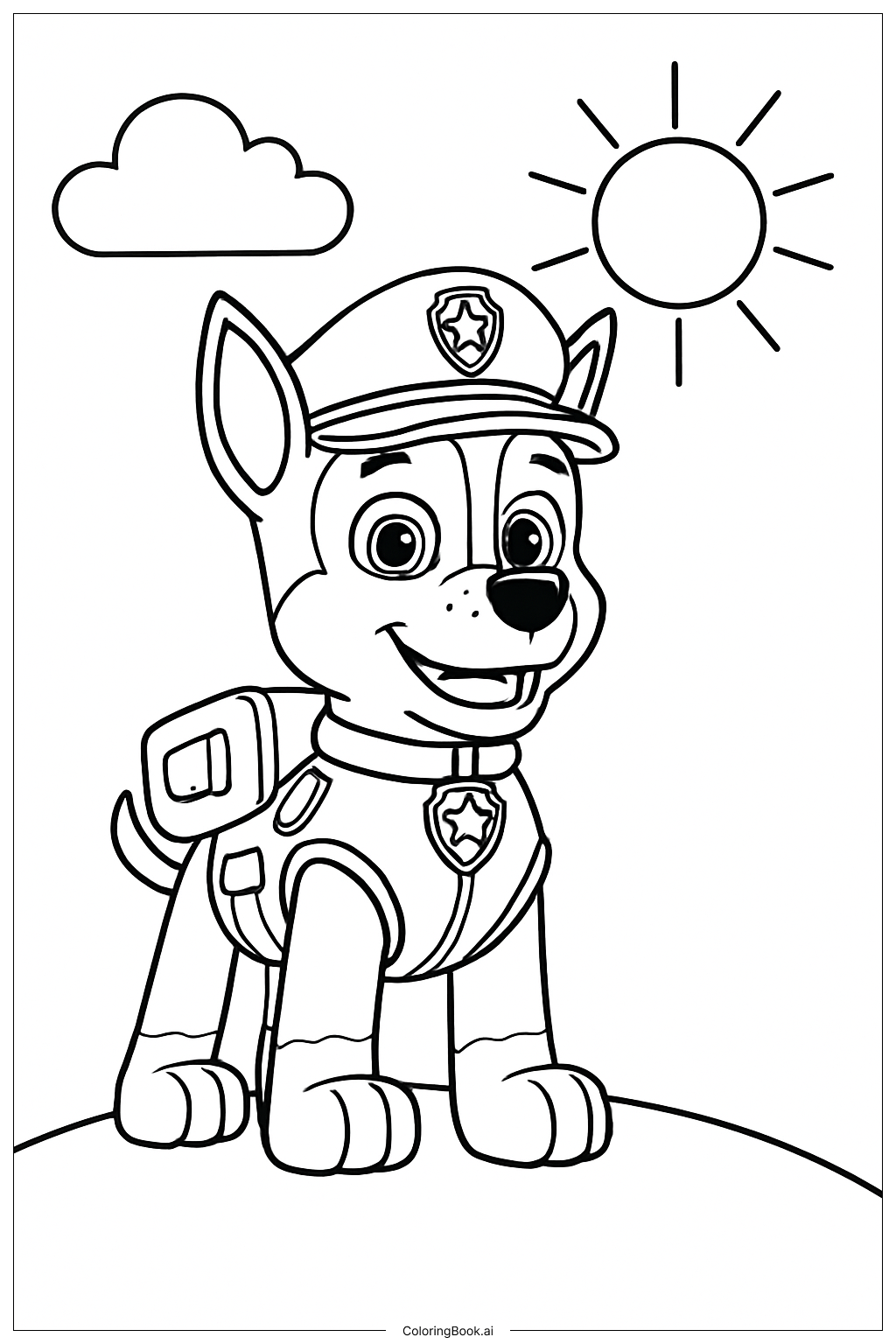 チェイス パウパトロール 丘の上の塗り絵ページ