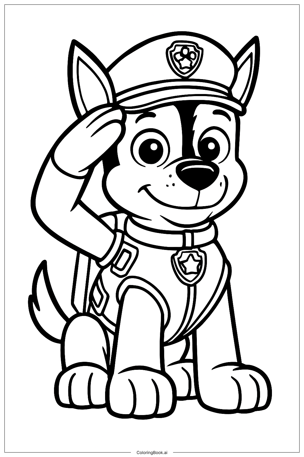  Trang tô màu Chase Paw Patrol Chào Cờ 