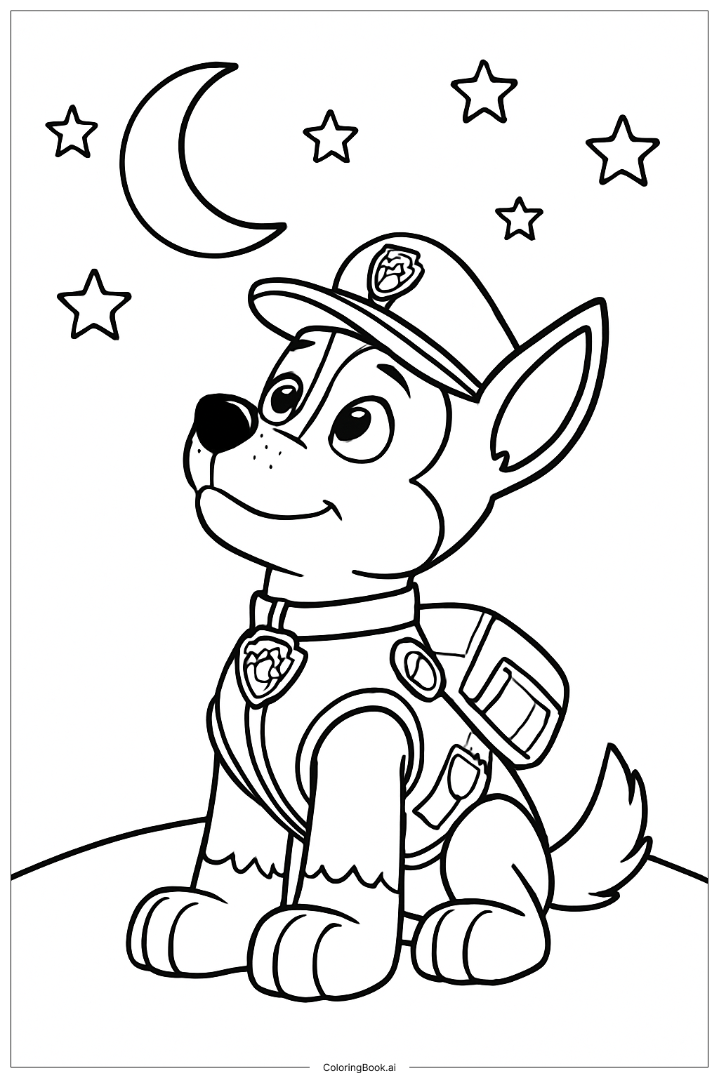  追蹤 Paw Patrol 星空下著色頁 