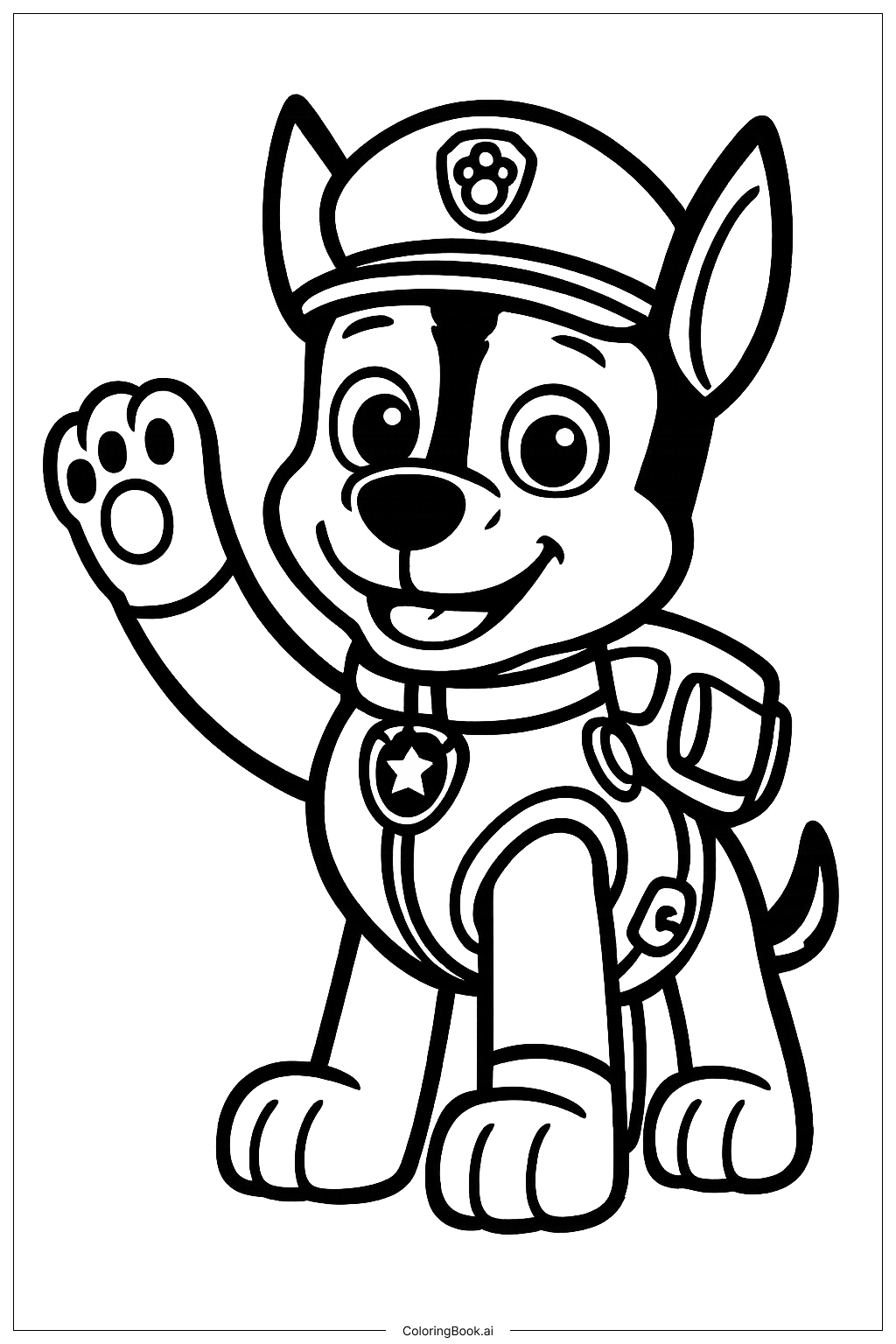  Trang tô màu Chase Paw Patrol Vẫy Tay 