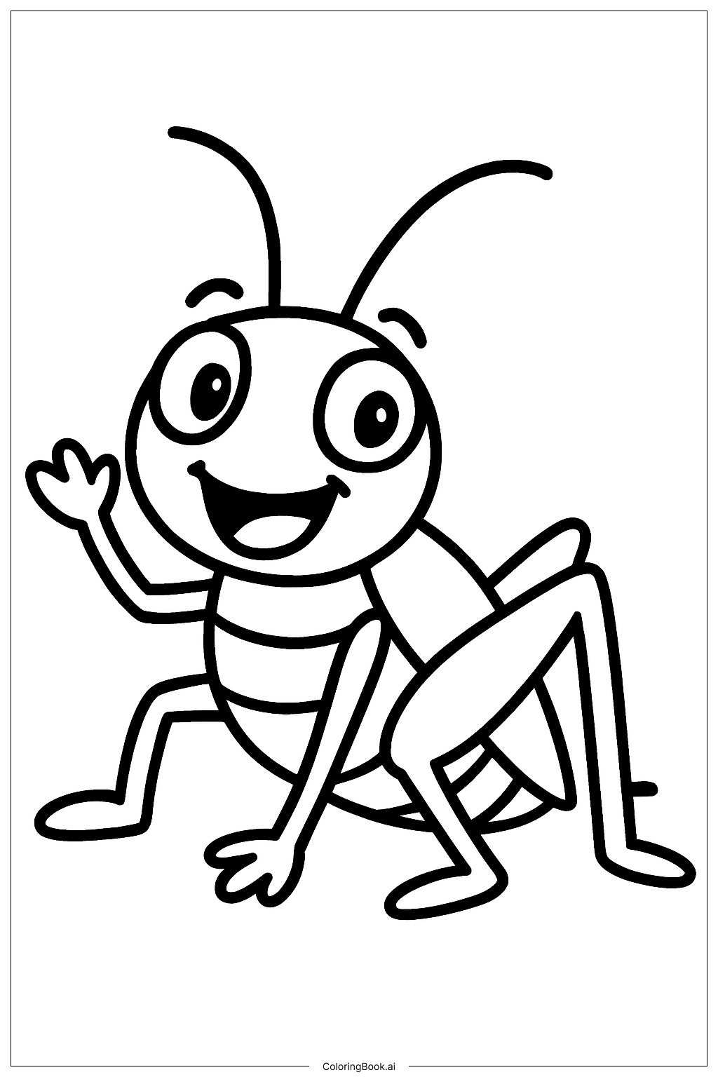  Cheerful Cricket Bug Coloring Page 