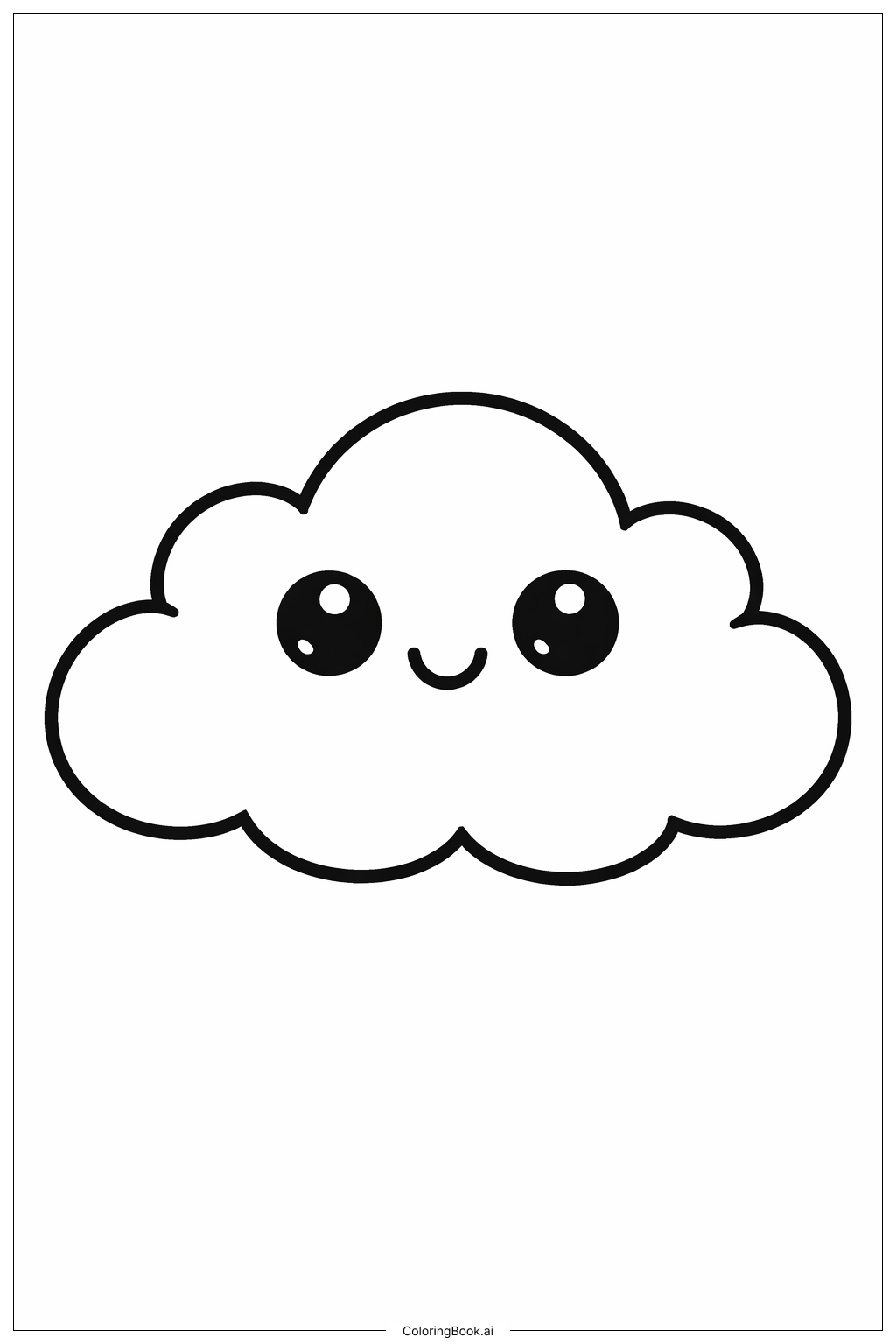  開心笑臉雲朵著色頁 