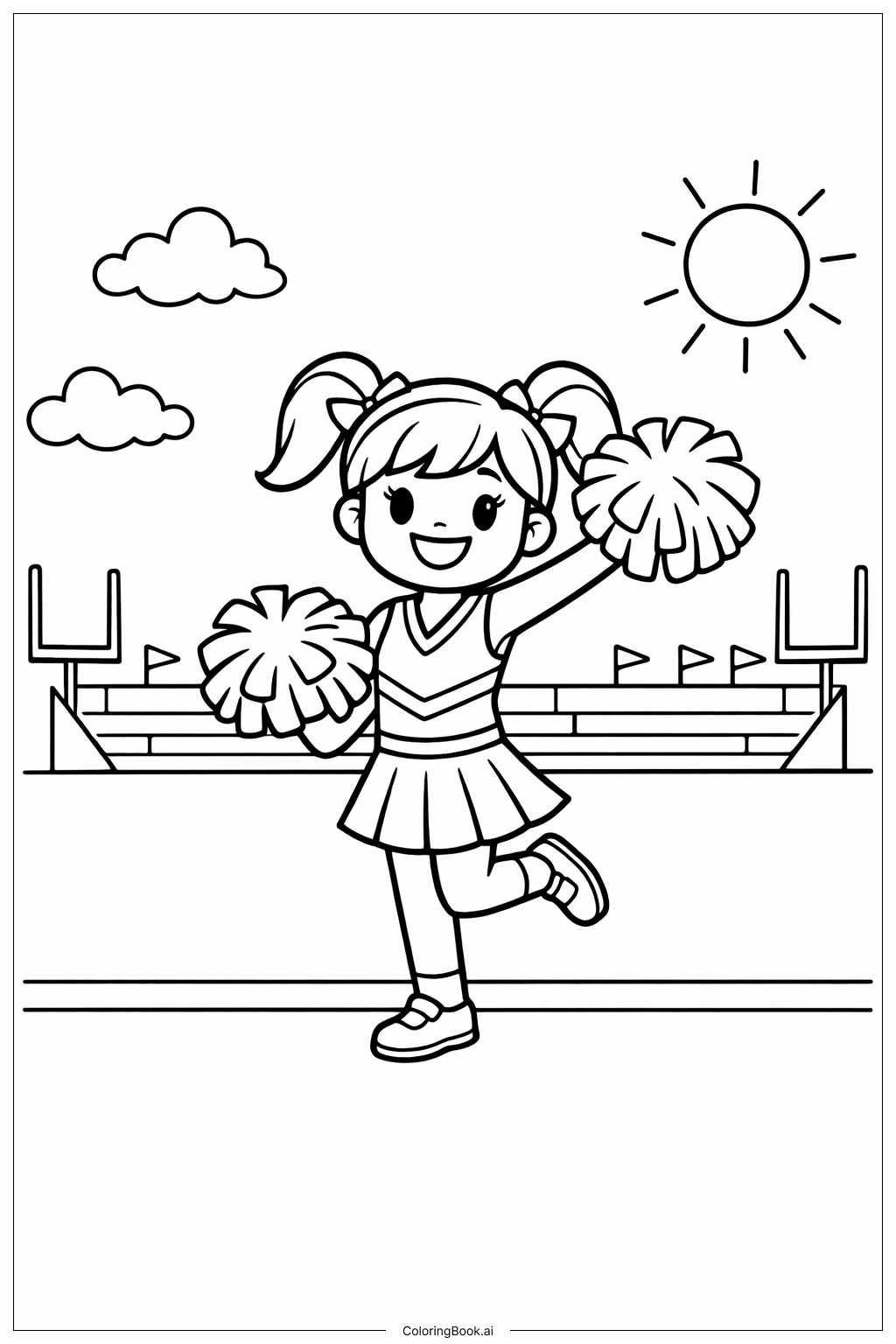  学校啦啦队员游戏填色页 