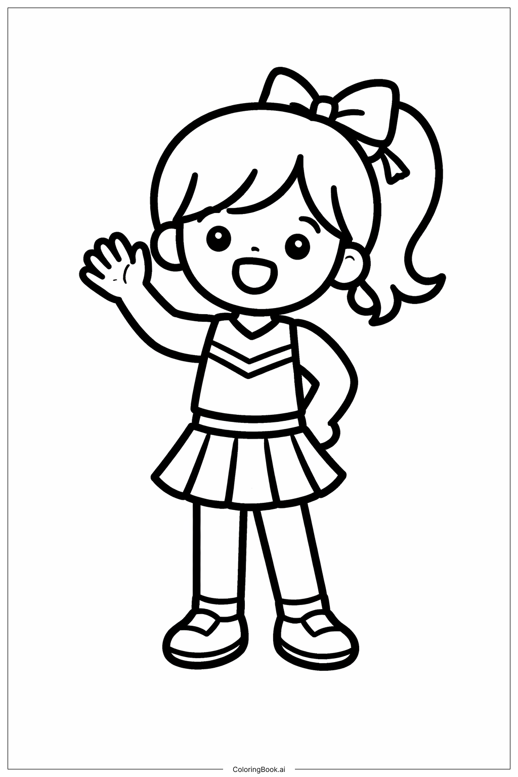 啦啦队员挥手填色页