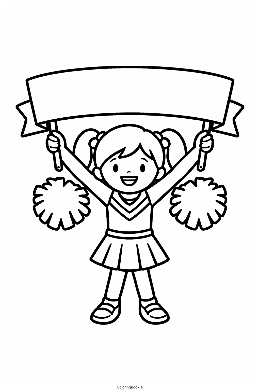 举旗拉拉队员填色页