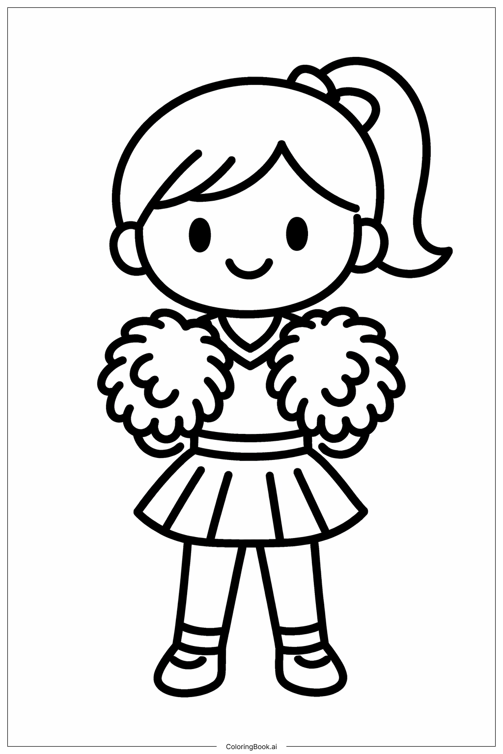 Page de coloriage Pom-pom girl tenant de petits pompons
