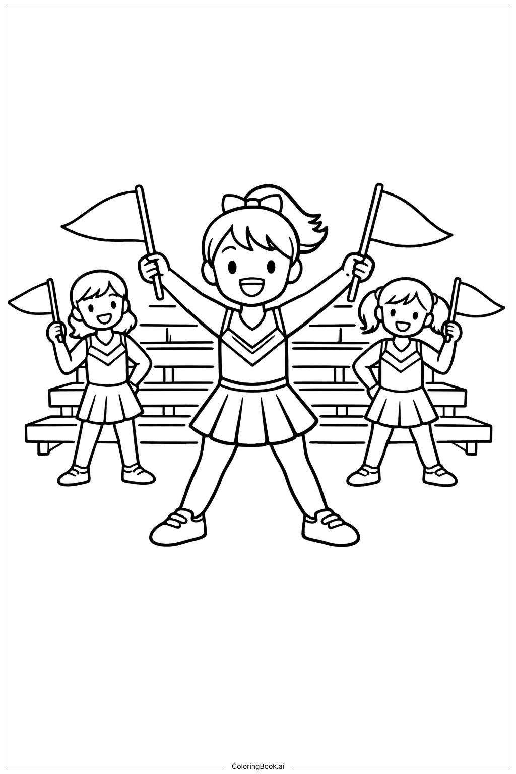Page de coloriage Pom-pom girl leader d'équipe