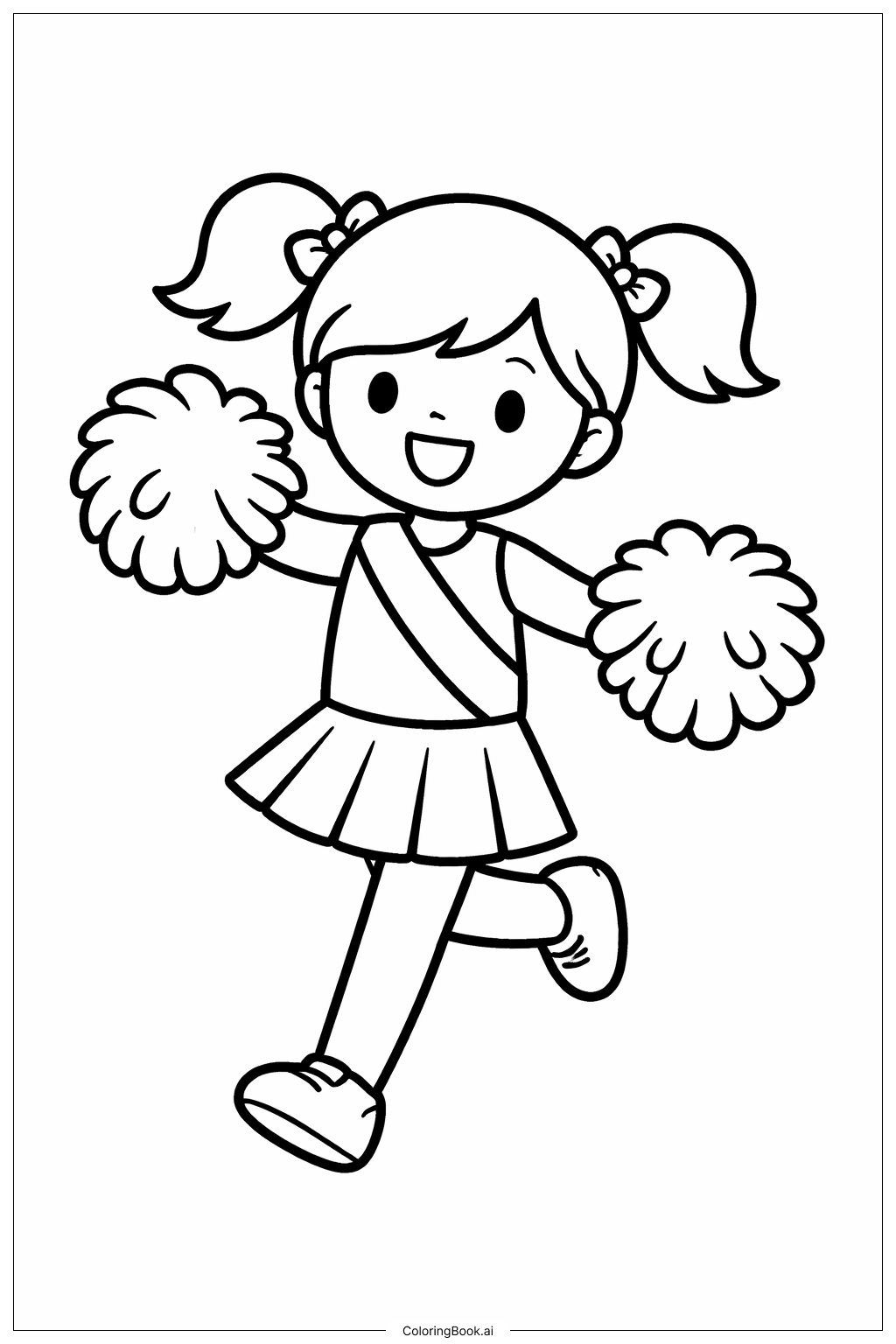 带绶带的啦啦队员行进填色页