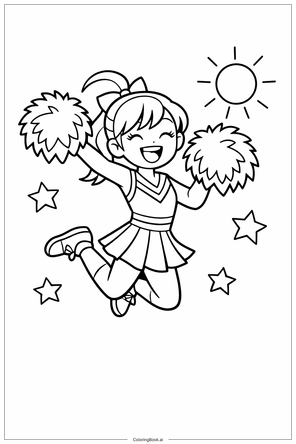 Page de coloriage Pom-pom girl en plein saut
