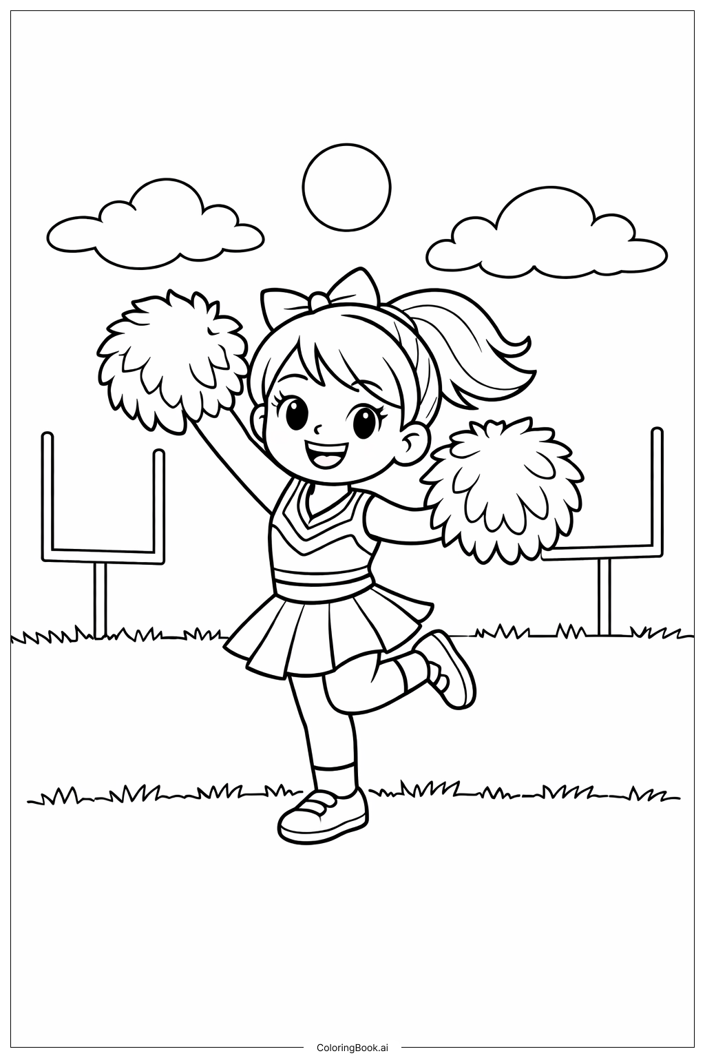 场上啦啦队员填色页