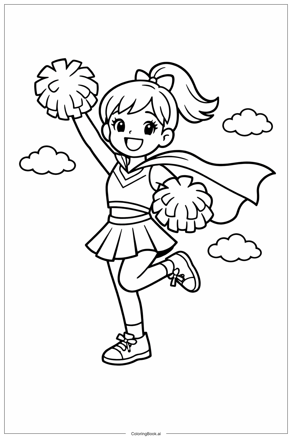  穿斗篷的拉拉队员填色页 