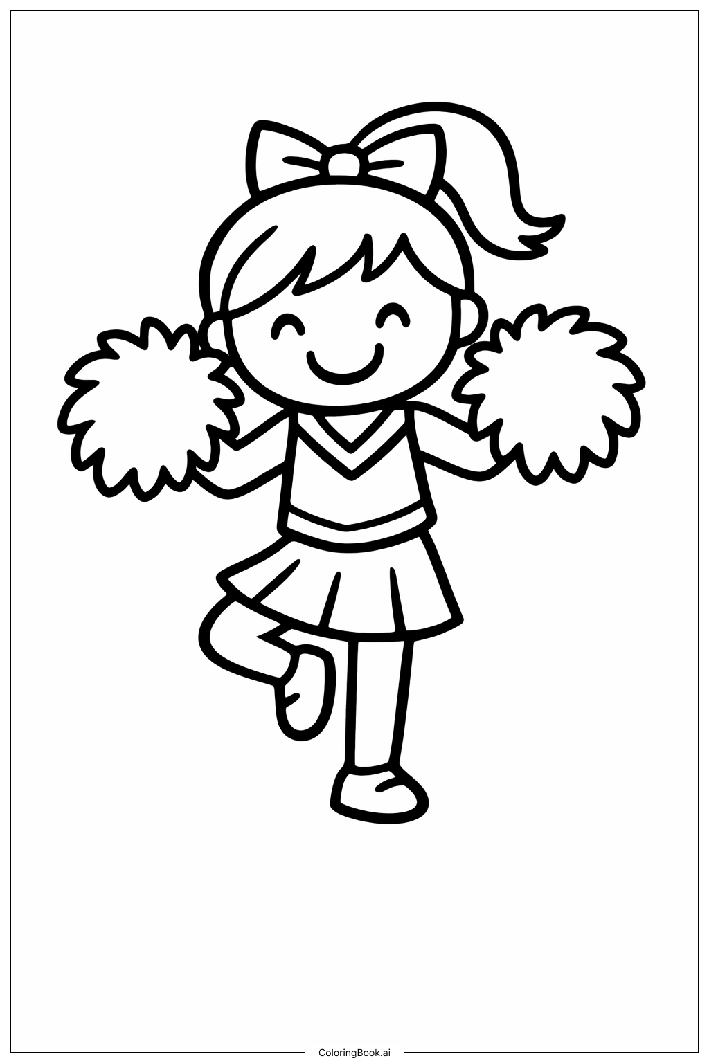 Page de coloriage Pom-pom girl avec nœud dans les cheveux
