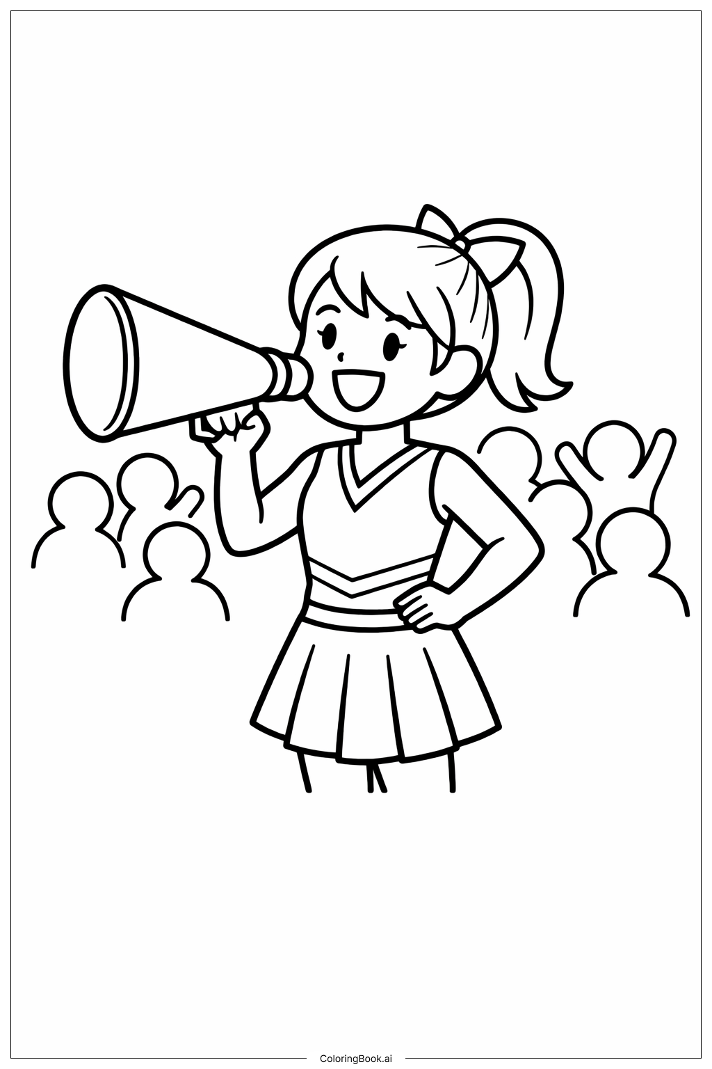Page de coloriage Pom-pom girl avec mégaphone